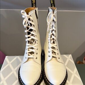 Dr. Martens Off-White Leather Combat Boots
